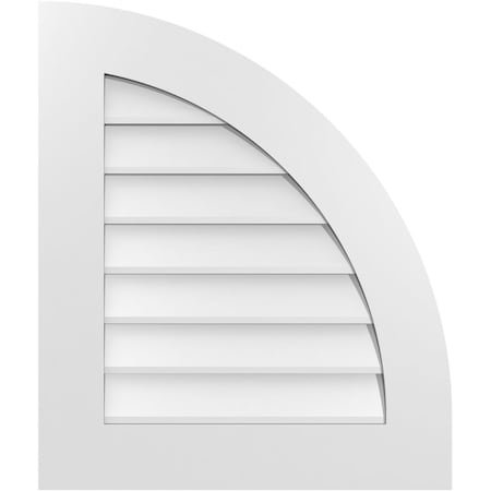 Ekena Millwork Quarter Round Top Right Surface Mount PVC Gable Vent w/ 3-1/2"W x 1"P Standard Frame, 22"W x 26"H GVPQR22X2601SN